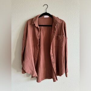 Pink Lily Gauze Style Button down top - size S